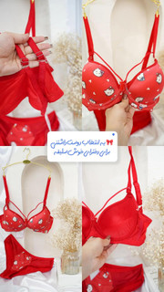 سوتین اسفنجی مدل کیتی دخترانه رنگ قرمز و مشکی